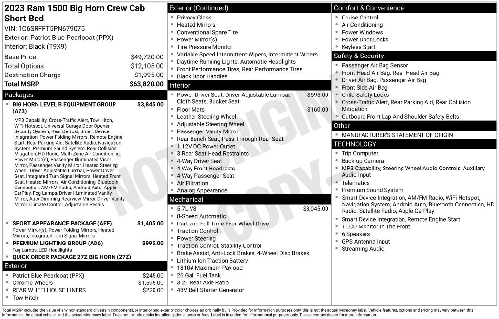 Used 2023 RAM 1500 Big Horn AWD/4WD image 2