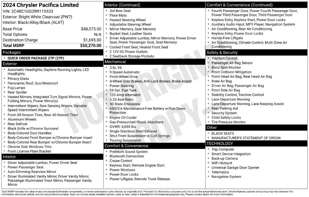 Used 2024 Chrysler Pacifica Limited FWD image 3