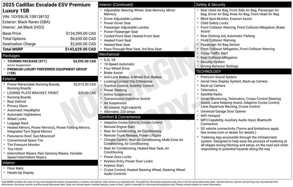 Used 2025 Cadillac Escalade ESV Premium Luxury w/ Touring Package AWD/4WD image 37