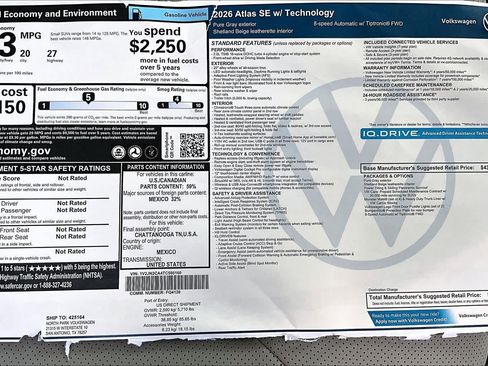 New 2026 Volkswagen Atlas SE image 18