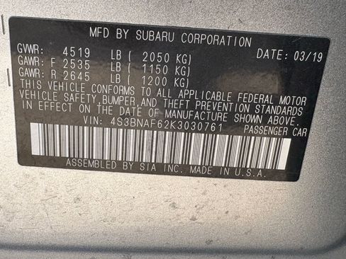 Used 2019 Subaru Legacy 2.5i Premium image 12