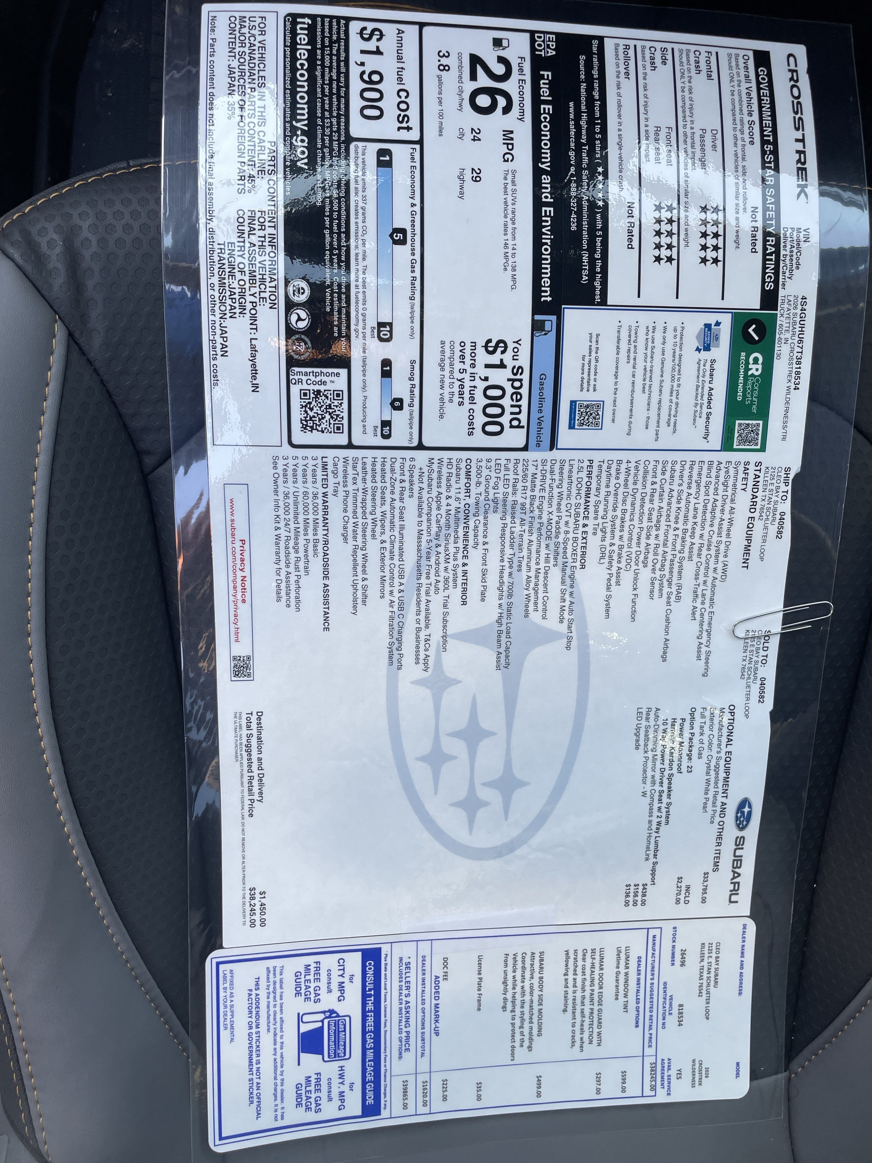 New 2026 Subaru Crosstrek 2.5i Wilderness AWD/4WD image 29
