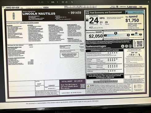 New 2026 Lincoln Nautilus Premier w/ Equipment Group 102A image 14