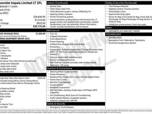 Used 2015 Chevrolet Impala LT w/ LT Sunroof Package FWD image 4
