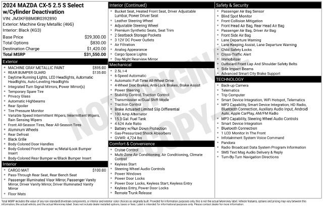 Used 2024 MAZDA CX-5 AWD 2.5 S w/ Select Package image 23