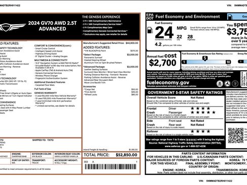 Certified 2024 Genesis GV70 2.5T w/ Advanced Package AWD/4WD image 3