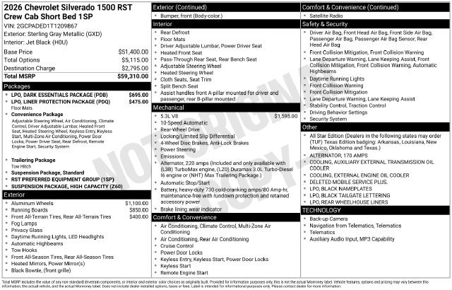 New 2026 Chevrolet Silverado 1500 RST w/ LPO, Dark Essentials Package RWD image 4
