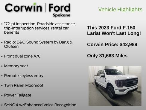 Used 2023 Ford F150 Lariat w/ Equipment Group 502A High AWD/4WD image 9