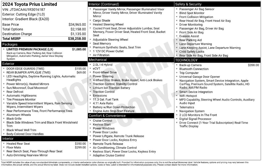 Used 2024 Toyota Prius Limited w/ Limited Premium Package FWD image 5