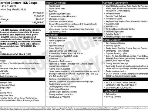 Used 2020 Chevrolet Camaro SS RWD image 16