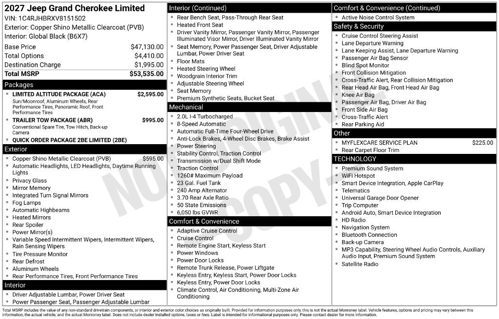 New 2027 Jeep Grand Cherokee Limited w/ Limited Altitude Package AWD/4WD image 30