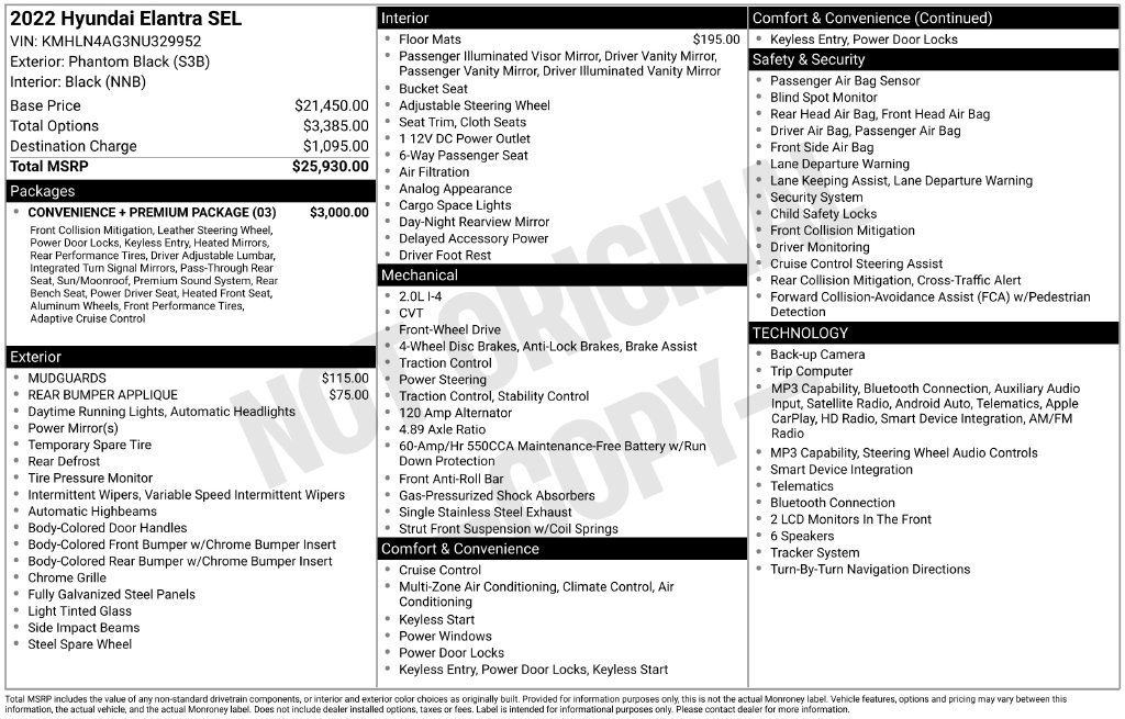 Used 2022 Hyundai Elantra SEL w/ Convenience + Premium Package FWD image 4