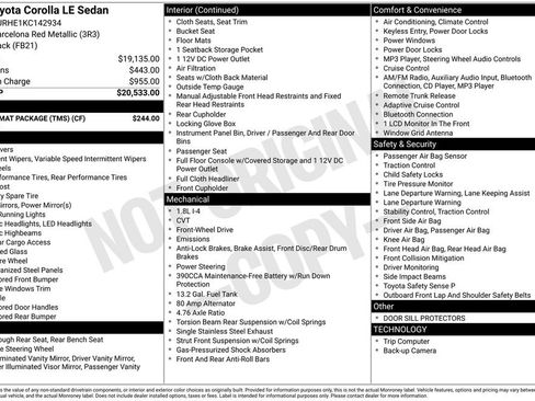 Used 2019 Toyota Corolla LE w/ Carpet Mat Package (TMS) image 8