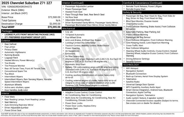 Used 2025 Chevrolet Suburban Z71 AWD/4WD image 49