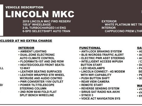 Used 2019 Lincoln MKC Reserve w/ MKC Climate Package FWD image 16