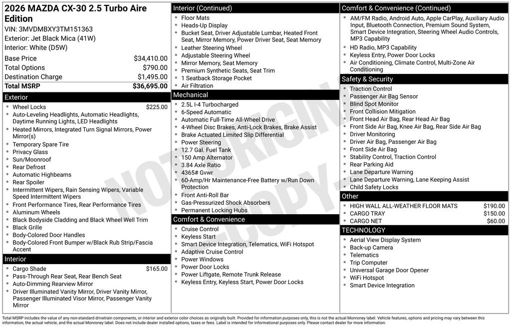 New 2026 MAZDA CX-30 2.5 Turbo Aire Edition AWD/4WD image 36