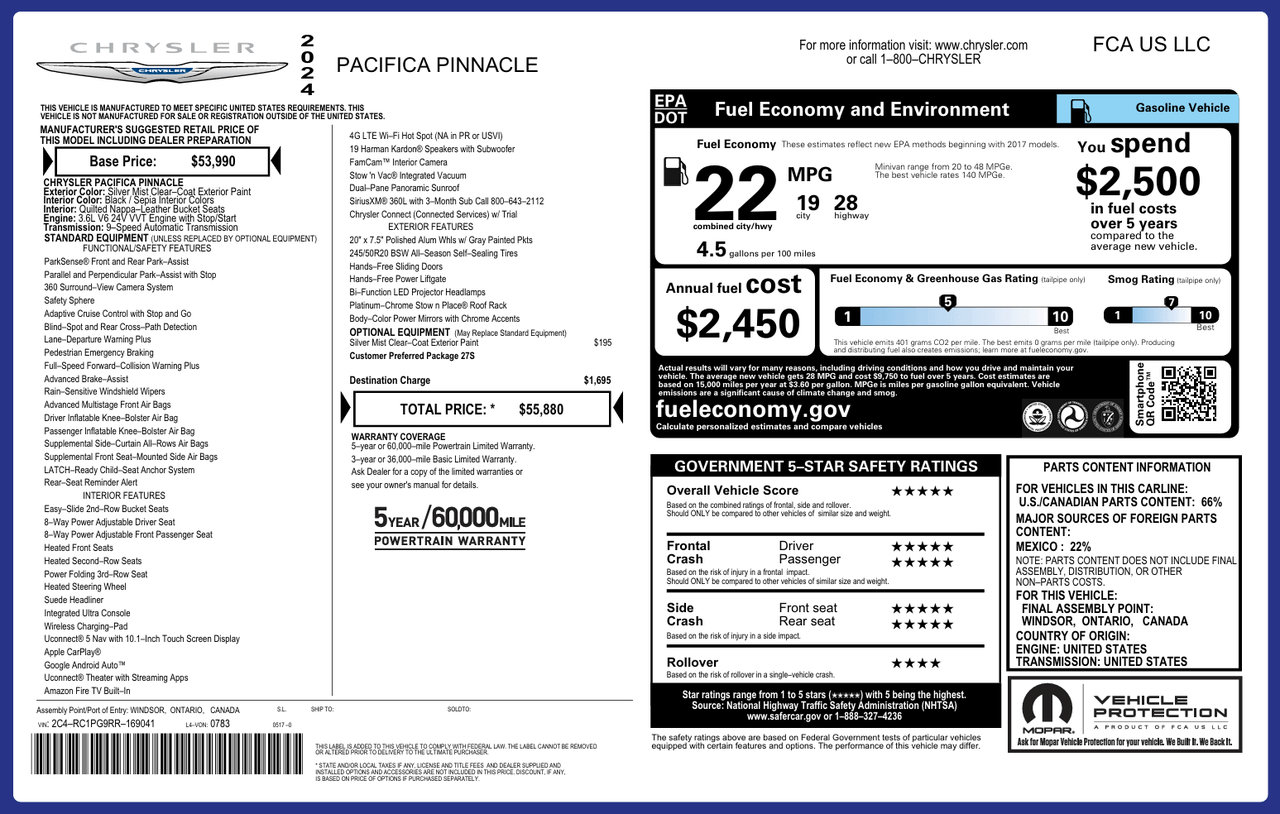 Used 2024 Chrysler Pacifica Pinnacle FWD image 67