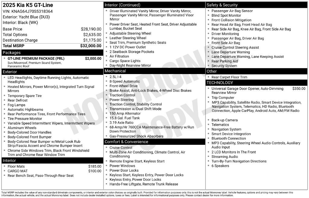 Used 2025 Kia K5 GT-Line w/ GT-Line Premium Package FWD image 6