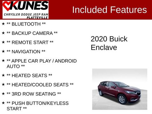 Used 2020 Buick Enclave Premium w/ Trailering Package, 5000 lbs. image 2