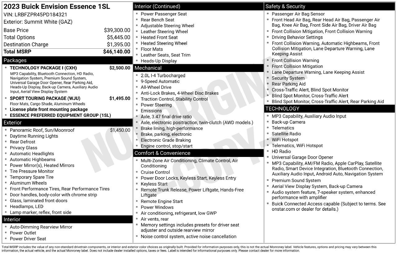 Used 2023 Buick Envision Essence w/ Technology Package I AWD/4WD image 16