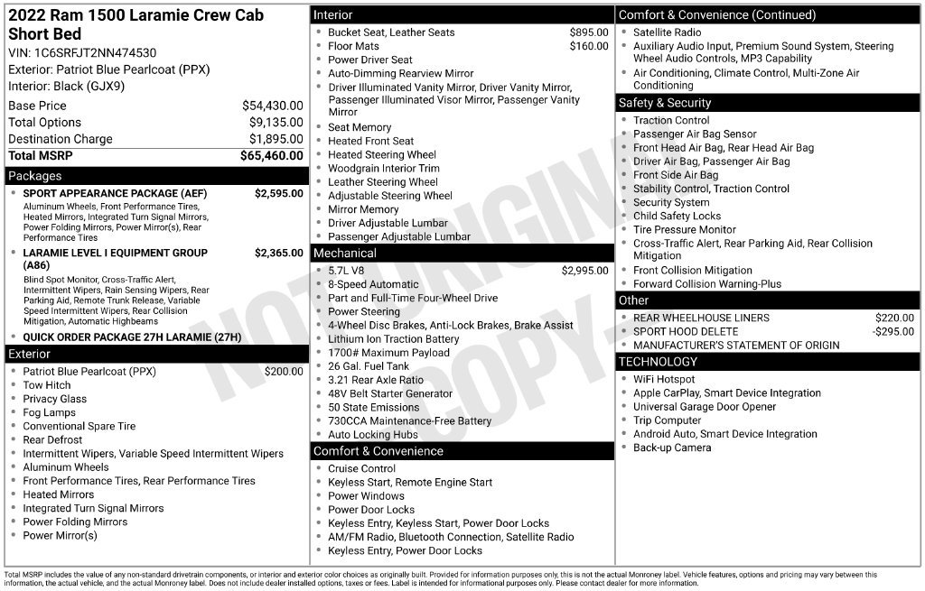Used 2022 RAM 1500 Laramie w/ Sport Appearance Package AWD/4WD image 35