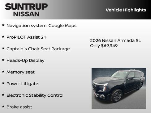 New 2026 Nissan Armada SL w/ Captain's Chari Seat Package AWD/4WD image 8