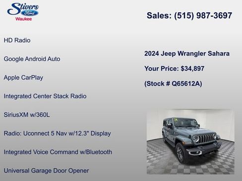 Used 2024 Jeep Wrangler Unlimited Sahara w/ Technology Group AWD/4WD image 28