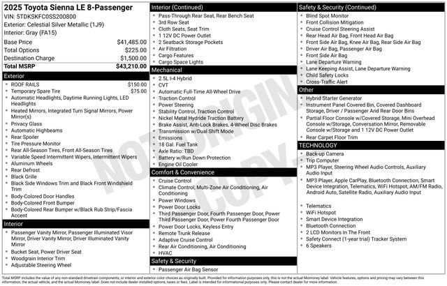 Used 2025 Toyota Sienna LE AWD/4WD image 32