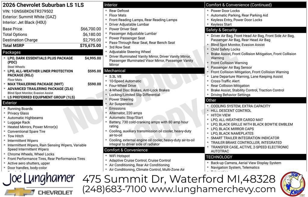New 2026 Chevrolet Suburban LS AWD/4WD image 27