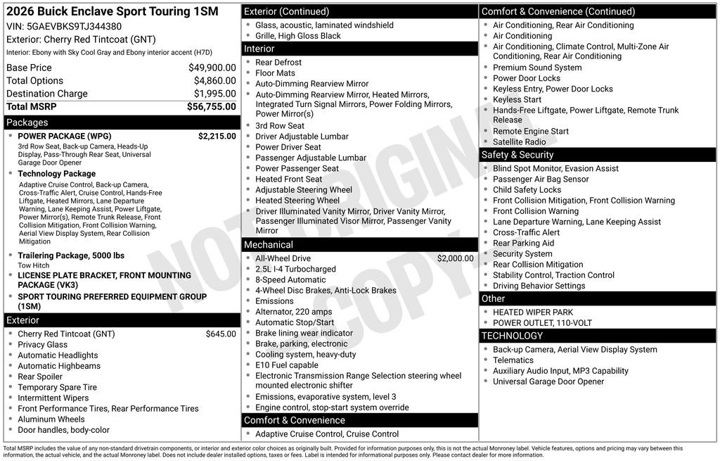 New 2026 Buick Enclave Sport Touring w/ Power Package AWD/4WD image 39