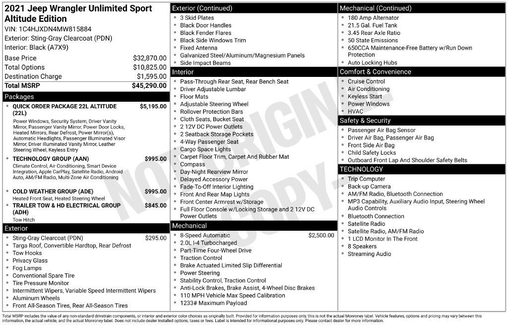 Used 2021 Jeep Wrangler Unlimited Sport AWD/4WD image 4