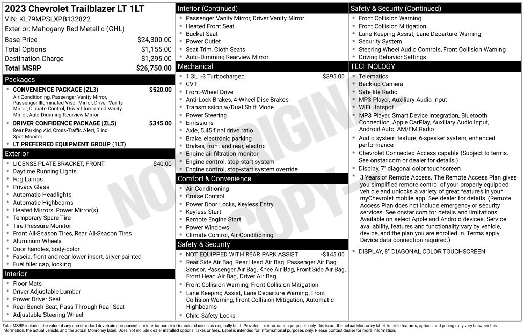 Certified 2023 Chevrolet TrailBlazer LT w/ Convenience Package FWD image 34