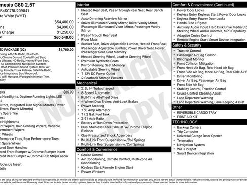 Certified 2024 Genesis G80 2.5T w/ Advanced Package AWD/4WD image 2