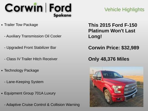 Used 2015 Ford F150 Platinum w/ Equipment Group 701A Luxury AWD/4WD image 6