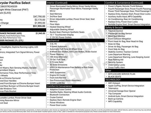New 2026 Chrysler Pacifica Select w/ S Appearance Package AWD/4WD image 39