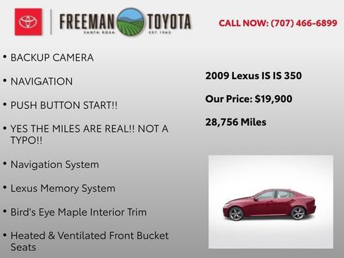 Used 2009 Lexus IS 350 w/ Premium Pkg RWD image 9
