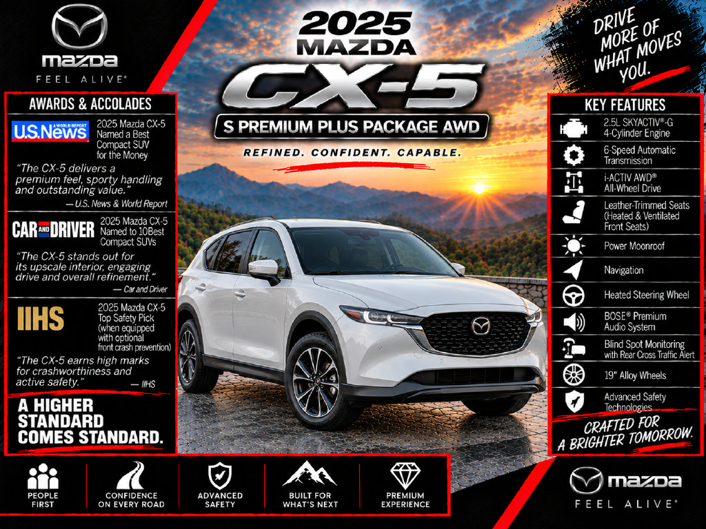 Used 2025 MAZDA CX-5 AWD 2.5 S w/ Premium Plus Pkg image 2