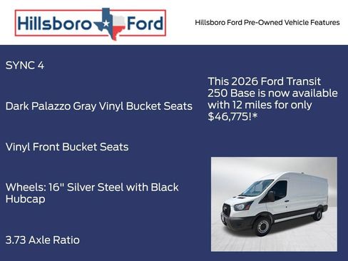 Used 2026 Ford Transit 250 148 Medium Roof w/ Load Area Protection Package RWD image 9