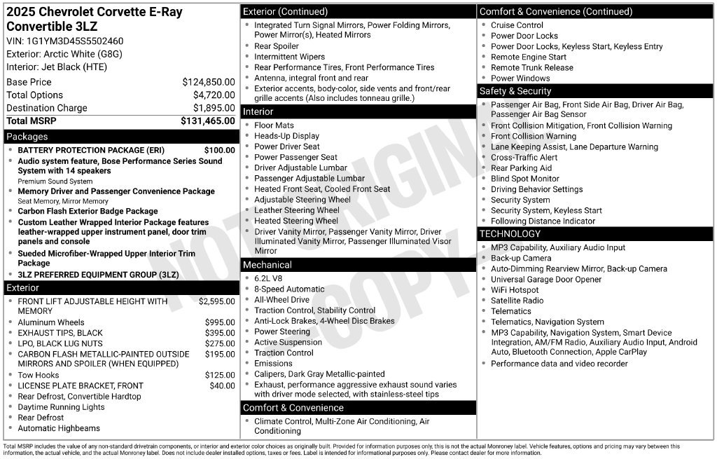 Used 2025 Chevrolet Corvette E-Ray w/ Battery Protection Package AWD/4WD image 27