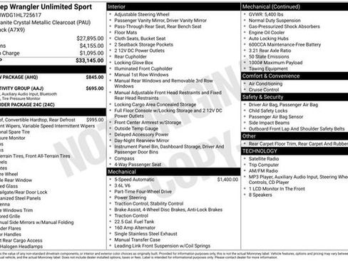 Used 2017 Jeep Wrangler Unlimited Sport w/ Max Tow Package AWD/4WD image 2