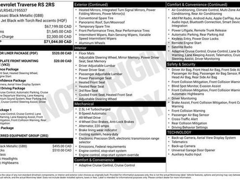 Used 2025 Chevrolet Traverse RS w/ LPO, Floor Liner Package AWD/4WD image 3