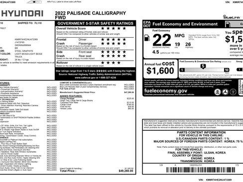 Used 2022 Hyundai Palisade Calligraphy w/ Cargo Package FWD image 59
