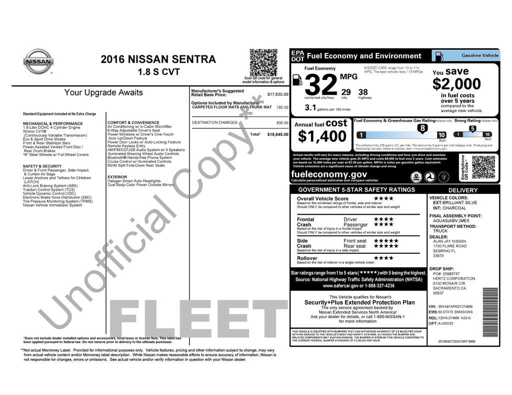 Used 2016 Nissan Sentra S FWD image 3