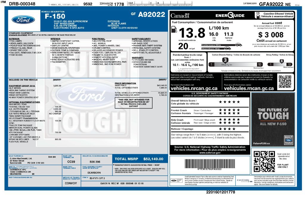 Used 2016 Ford F150 XLT w/ Equipment Group 301A Mid AWD/4WD image 2