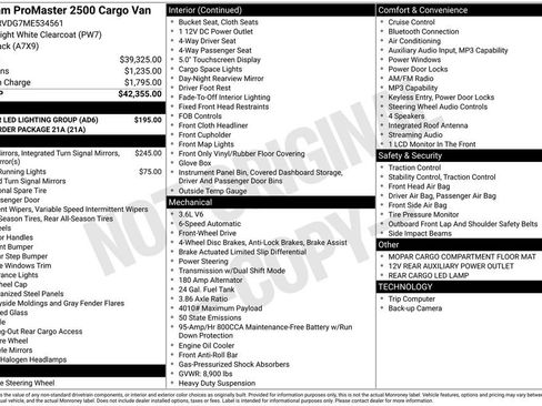 Used 2021 RAM ProMaster 2500 w/ Interior LED Lighting Group FWD image 5