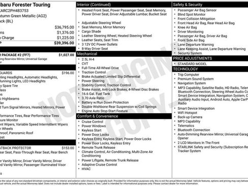 Used 2023 Subaru Forester Touring w/ Popular Package #2 AWD/4WD image 2