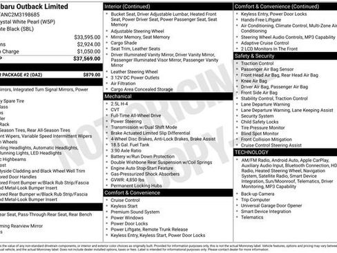 Used 2021 Subaru Outback Limited w/ Popular Package #2 image 10