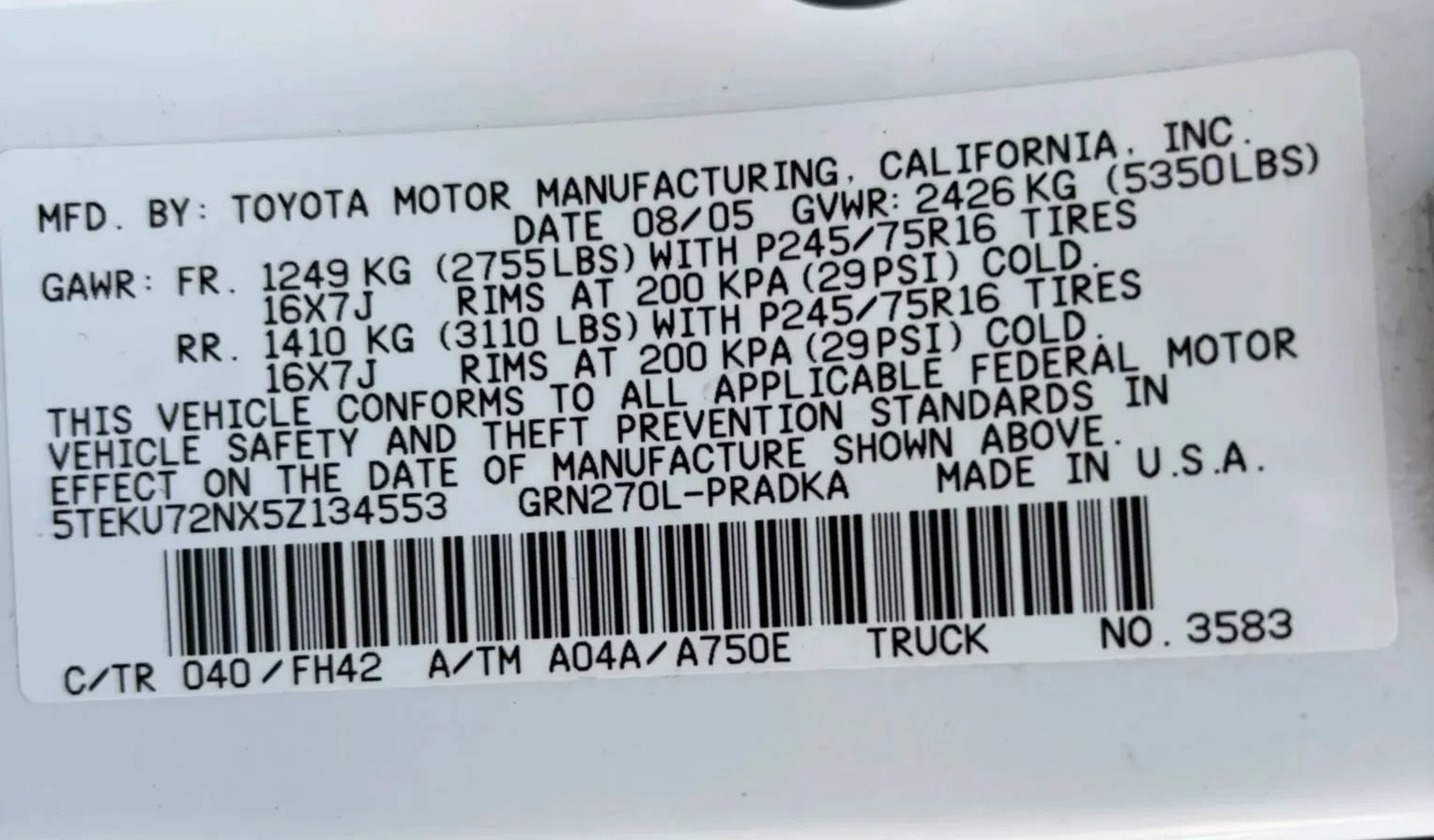 Used 2005 Toyota Tacoma PreRunner w/ SR5 Pkg #3 RWD image 26