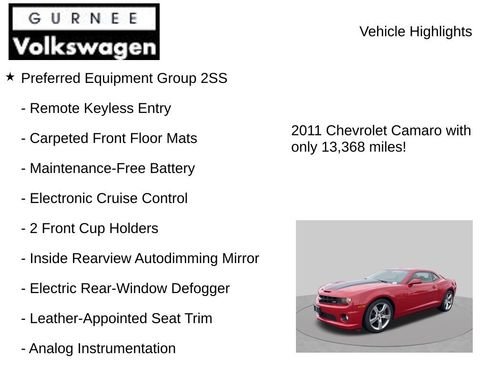 Used 2011 Chevrolet Camaro SS w/ Black Stripe Package RWD image 8