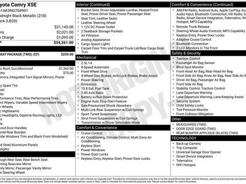 Used 2022 Toyota Camry XSE w/ Carpet Mat Package (TMS) FWD image 5